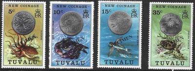 Tuvalu 1976 Coins 4v, Mint NH, Nature - Various - Fish - Reptiles - Shells & Crustaceans - Turtles-1.jpg