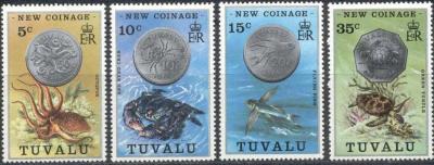 Tuvalu 1976 Coins 4v, Mint NH, Nature - Various - Fish - Reptiles - Shells & Crustaceans - Turtles-5.jpg