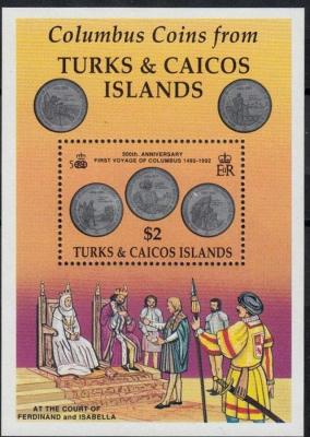 Turks & Caicos 1992 MNH 2 MS, Columbus, Discovery of America, Coins, Money on Stamps-1600 — копия.jpg